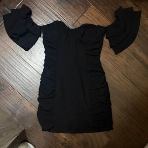Miss Lola Black Ruffled Mini Dress
